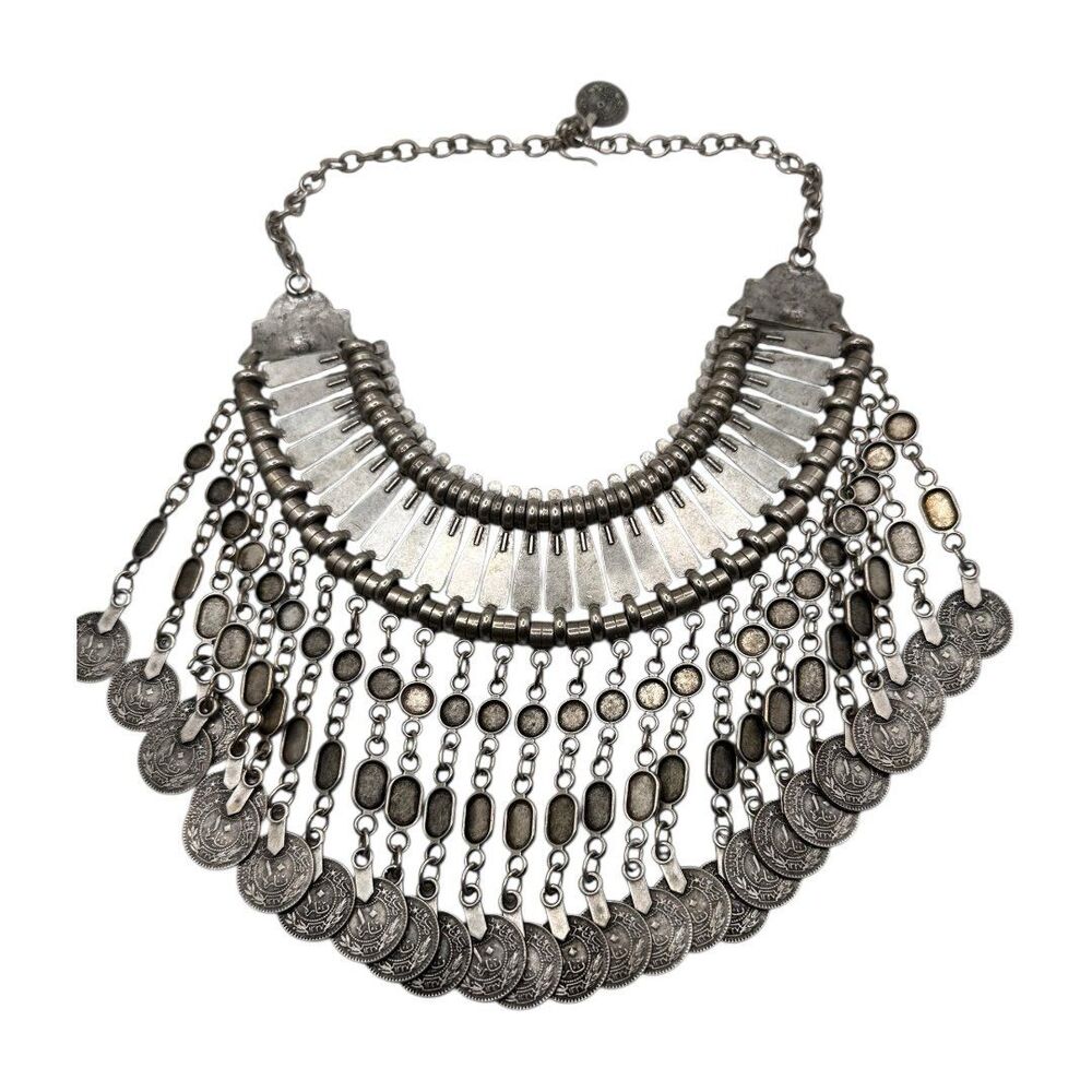 Vintage Tribal Coin Bib Style Necklace